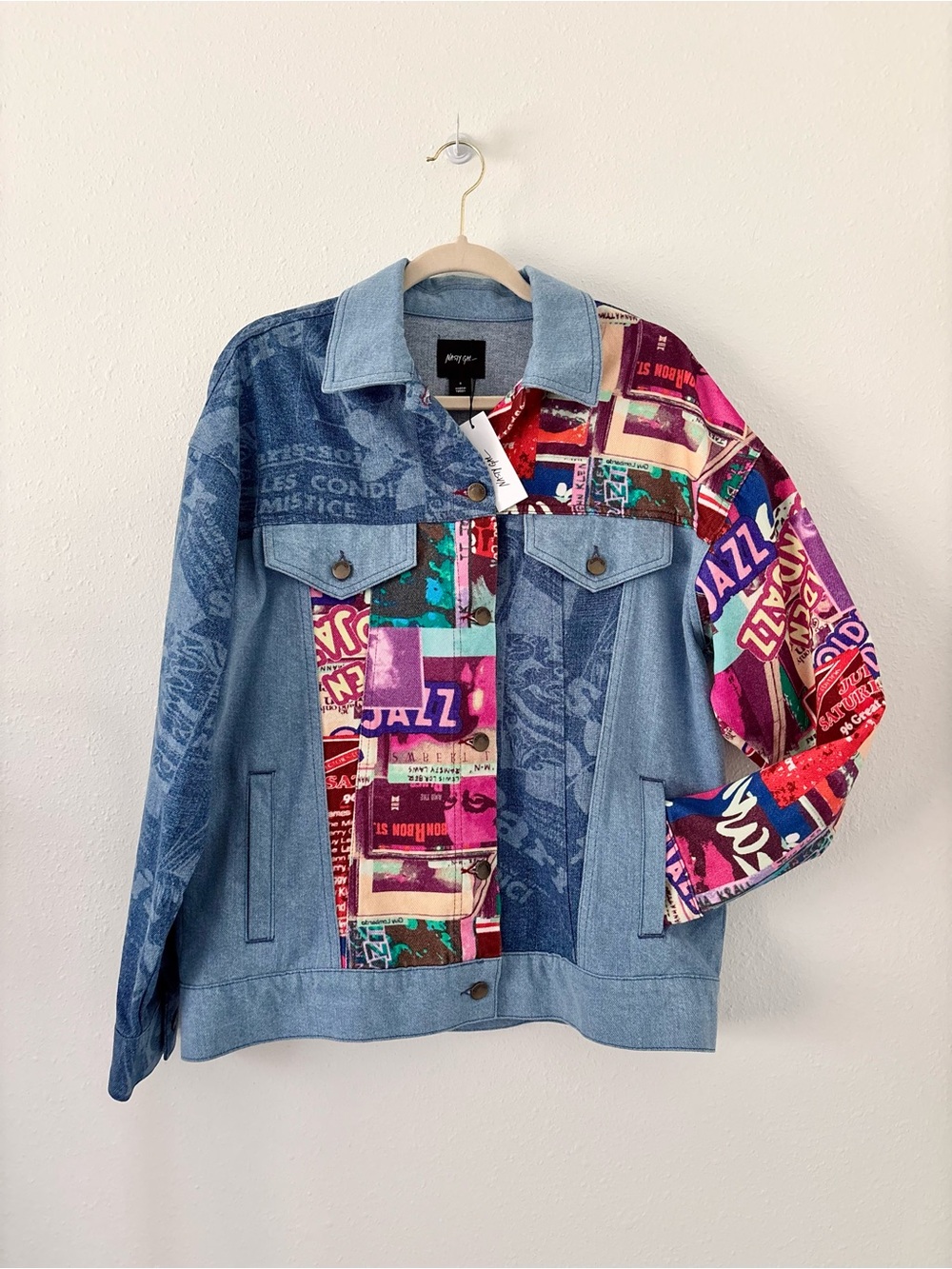 Nasty Gal Jazz Print Denim Jacket